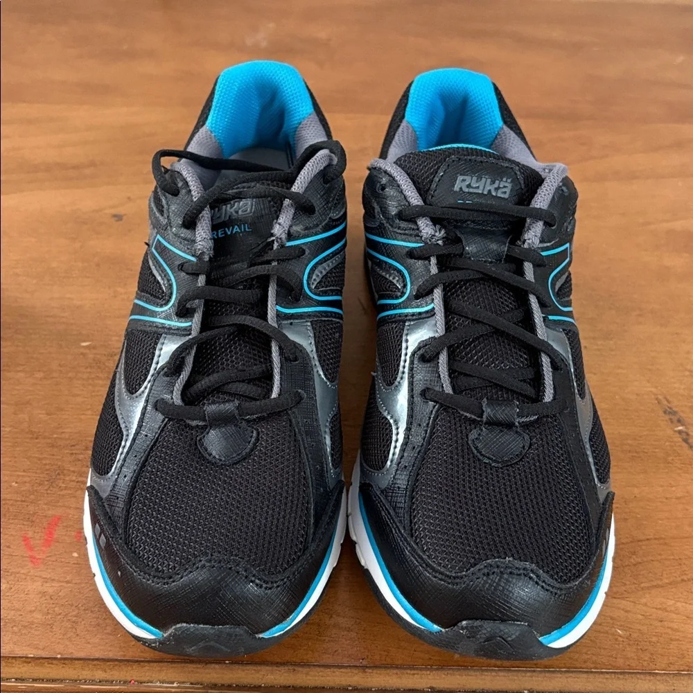 Ryka New Prevail Walking Running Women's Black and Teal Athletic Shoes Size 8.5
